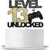 level 13 unlocked cake topper official teenager 13th birthday cake decoration, video game controller theme happy birthday party decoration, black ...