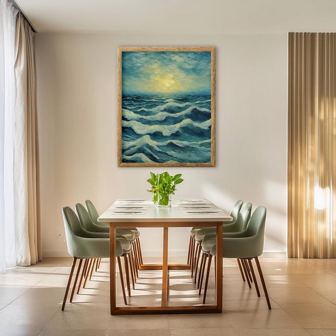 Posterizer 1 pcs- sea and beach themed oil painting style print 5-Landscape & Nature Art-Floral Botanical Art- Decor for Home & Office- unframed w...