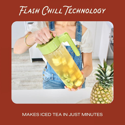 Takeya Flash Chill Iced Tea Maker - Airtight & Durable Iced Tea Maker Jug with Silicone Carry Handle - Leak-Proof & Lightweight Tea Infuser with P...