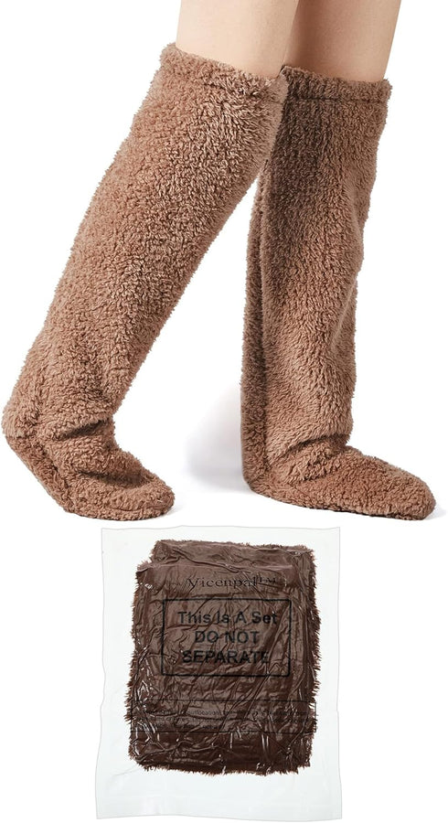 Over Knee Fuzzy Socks Thigh High Stockings Long Soft Leg Warmers for Women Winter Cozy Home Sleeping, 1 Pair...