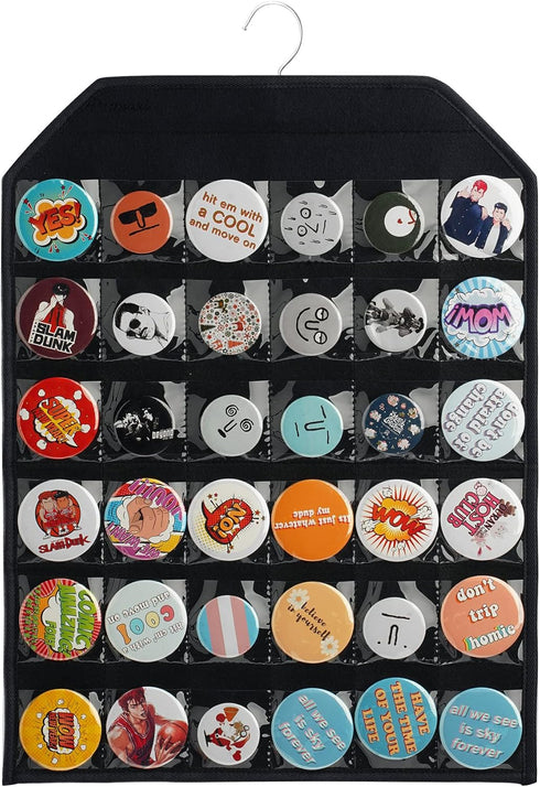 PACMAXI Wall Hanging Badge Button Pins Organizer Display Storage Stand, Enamel Pin Display Holder,hold Up To 36 Pins (Black)...