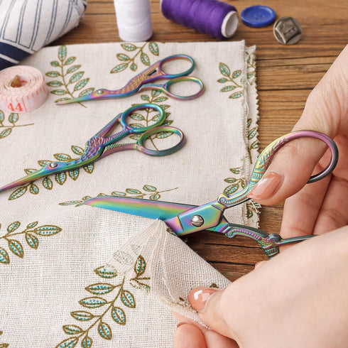 Titanium Coating Sewing Scissors Bundle, Professional Fabric Scissors Set, Ultra-Sharp Stainless Steel Blades, Ergonomic Handle, Great for Tailor,...