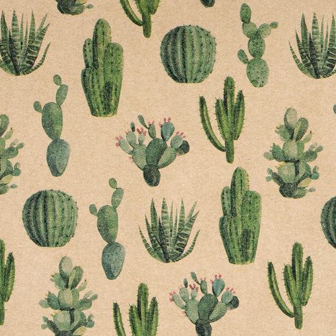 RUSPEPA Kraft Wrapping Paper Roll - Mini Roll - Cactus Design for All Occasions - 17 Inches X 32.8 Feet...