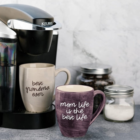Mom Life Mom Life is the Best Life Deep Purple Large 20 oz Ceramic Coffee Mug Tea Cup, Purple...
