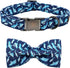 Elegant little tail Dog Collar with Bow, Shark Print Adjustable Dog Collar Cute Bowtie Dog Collar Boy Pet Collar for X-Small Puppy and Cat...