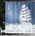 Ambesonne Nautical Shower Curtain, Yacht in The Ocean Madend Shaped with Fluffy Cloudstmospheric Imaginary Sky, Cloth Fabric Bathroom Decor Set wi...