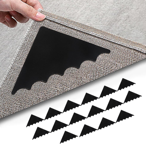 Rug Gripper 16 Pack, Non Slip Washable Rug Gripper Carpet Tape Stickers, Hook and Loop Pads Non Curl Reusable Stoppers Keep Your Area Rug Flat on ...