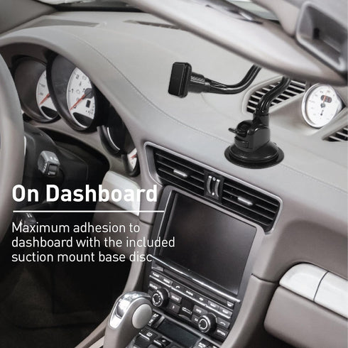 Macally Windshield Phone Mount for Car Magnetic - Suction Cup Window Mount Phone Holder with 8" Long Gooseneck Arm & Super Strong Magnet Mount for...