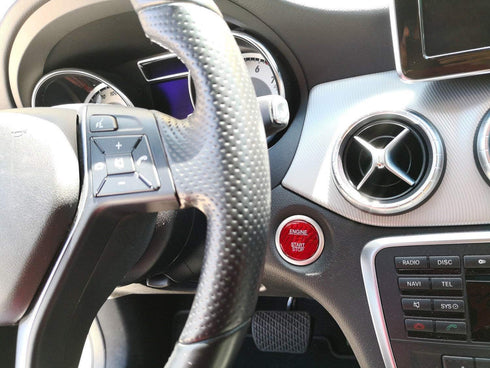 iJDMTOY Genuine Gloss Red Carbon Fiber Made Engine Push Start/Stop Button Decoration Cover Trim Compatible with Mercedes Keyless Engine Start...