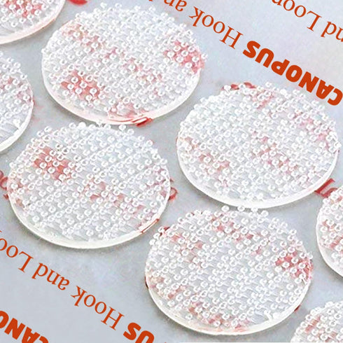 CANOPUS Double Sided Hook and Loop Tape, Reclosable Fastener, SJ3560, Heavy Duty Mounting Tape, Clear 16-PCs 1 in Diameter Circle Pack, with Box C...