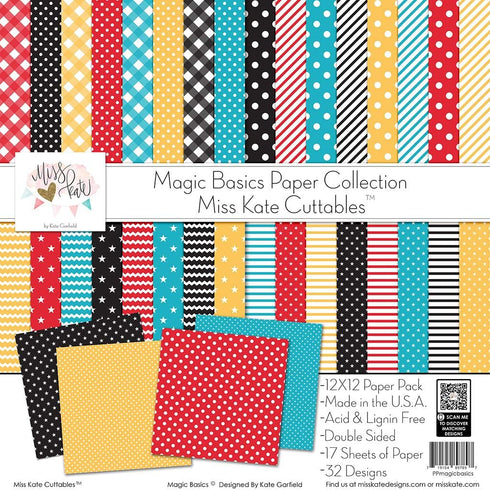 Pattern Paper Pack - Magic Basics - For Disney - 17 Double-Sided 12"x12" Collection Includes 34 Patterns - Scrapbooking Card Making Crafting - by ...