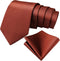 Toulite 2 Pcs Cinnamon Solid Color Tie and Handkerchief Formal Necktie and Pocket Square Set Men's Tie and Pocket Square for Weddings Groom Grooms...