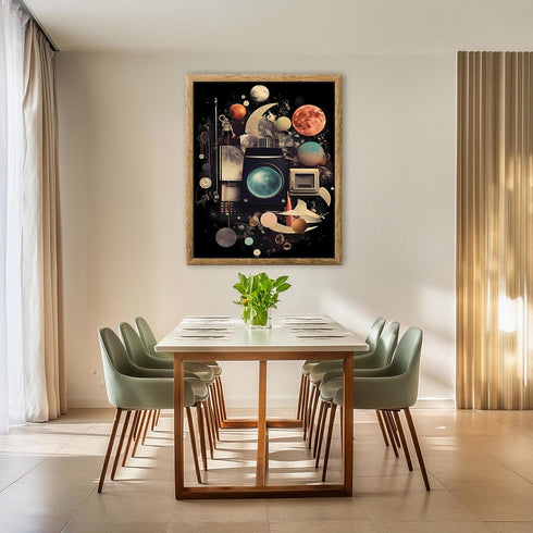 Posterizer 1 pcs-sci-fi surrealist collage with planets-Astronomy & Celestial Art-Abstract & Modern Art-Gift for Art Lovers- UNFRAMED Wall Art...