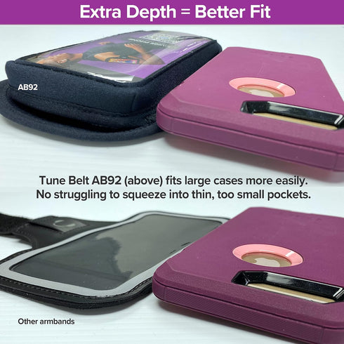 Tune Belt AB92 Cell Phone Armband for Running - Fits iPhone 16/15/14/13 Pro Max, Plus, Samsung Galaxy Ultra/Plus/Note and Large Phones with Protec...