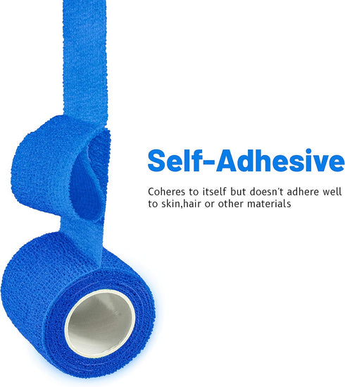 9 Rolls Self Adhesive Wrap Athletic Tape Gauze, Breathable Elastic Cohesive Bandage for Sports Injury & Pet (7 Pcs 2" x 5 Yards + 2 Pcs 1" X 5 Yar...