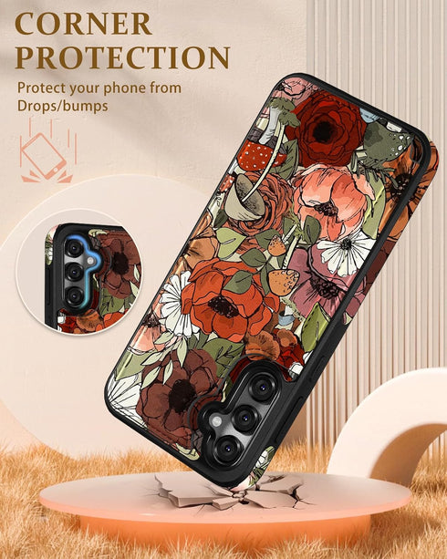 Shorogyt for Samsung Galaxy S23 FE Wallet Case with Card Holder, Designer Mushroom Flower Pattern Kickstand Magnetic Clasp Back Flip Folio Leather...
