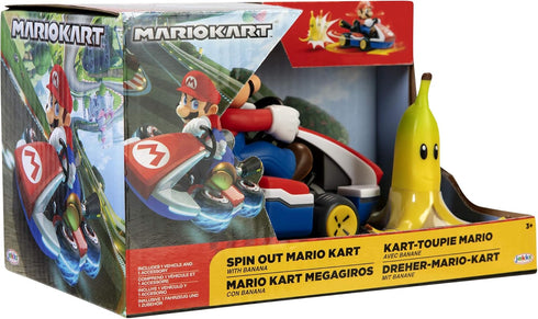 Super Mario Spin Out MarioKart Mario Racer Vehicle with 360 Spins, Wind Up and Go! includes One 2.5” Mario Action Figure...
