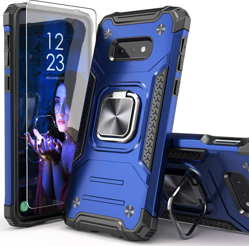 Galaxy S10E Case with Screen Protector, Galaxy S10E Cover, Shockproof Drop Test Case with Car Mount Kickstand Lightweight Protective Cover for Sam...