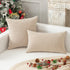 Kevin Textile Decorative Toss Pillow Case Star Faux Linen Cushion Cover for Chair, 12x20-inch (30x50cm), 2 Packs, Light Beige...