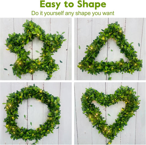 Battery Operated Vine String Lights, 33 Ft 100Led 8 Modes, Warm White Light with Green Vine, Suitable for Indoor and Outdoor, Wedding, Garden, Par...