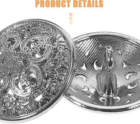 SUPVOX 30pcs Metal Buttons for Coat Jacket Round Flat Button Replacement Hollow Buckle DIY Sewing Clothes Sweater (Silver,18MM)...