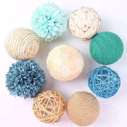 9pcs 3.5Inch Fall Decorative Ball Orb Rattan Ball Rattan Woven Orbs Spherical Bowl and Vase Filler for Home Party Wedding Display Decor Props...