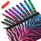 Zebra Fuente - Disposable Fountain Pen - Coloured Ink - Pack of 10 - Includes Pink & Blue Striped Pencil Case...