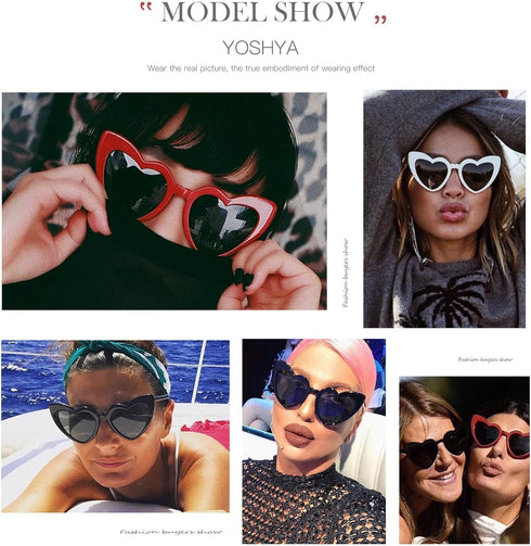 Heart Sunglasses for Women Trendy Cat Eye Love Shaped Sunglasses Vintage Lovely Retro Cute Sun Glasses...