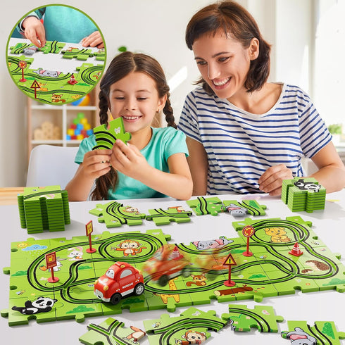 Bennol Toddler Toys Gifts for 3 4 5 Year Old Boys, 39 Jigsaw Puzzle Race Track Car Set Toys for Kids Boys Toddlers 3-5 4-6, Puzzle Tracks Car Toys...