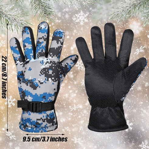 SATINIOR 2 Pairs Snow Gloves Adult Camouflage Ski Snow Mittens Winter Waterproof Snowboard Glove with Adjustable Buckle...