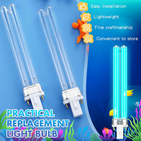 2 Pcs G23 Base 13 Watt UV Light Bulb Compatible with Jebao Pond Sunsun 2 Pin Base UV Light for Aquarium Compatible with Sunsun JUP 23 Grech Aquari...