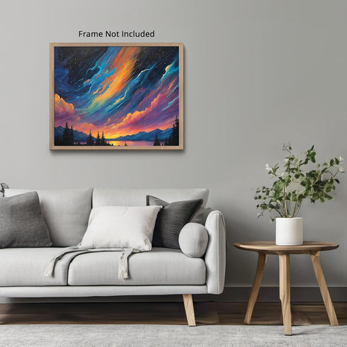 Posterizer 1 pcs- mountains, trees, night sky landscape nature 8-Landscape & Nature Art-Floral Botanical Art- Decor for Home & Office- unframed wa...