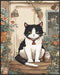 Posterizer 1 pcs- Black and white cat sitting next to its kitten-Art for Animal Lovers-Floral Botanical Art - Gift for Men Women Teens-Decor for B...