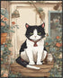 Posterizer 1 pcs- Black and white cat sitting next to its kitten-Art for Animal Lovers-Floral Botanical Art - Gift for Men Women Teens-Decor for B...