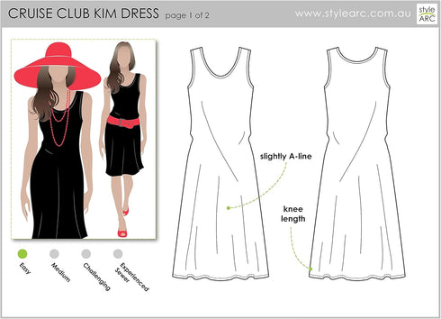 Style Arc Sewing Pattern - Cruise Club Kim Dress (Sizes 18-30)...