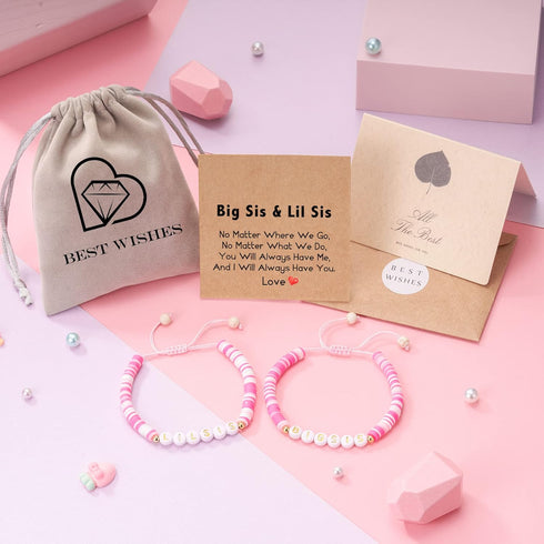 Shonyin Gift for Big Sister and Little Sister for 2, Matching Sisters Bracelet for Easter Mother's Day Birthday Christmas, A Gift to strengthen Si...