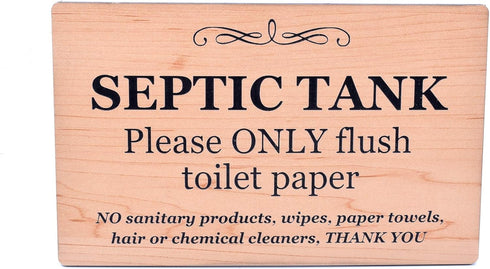 Septic Tank Adhesive Sign - Stylish Wood Effect, Plaque for Toilet, Bathroom, W.C, Septic Tank ¦ Septic System Sign for Bathroom ¦ WC Septic Tank ...