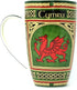 Clara Craft Wales Porcelain Coffee Mug - Welsh Red Dragon Porcelain Cup with Irish Celtic Knots Design, Made of New Bone China 400ml/14fl oz...