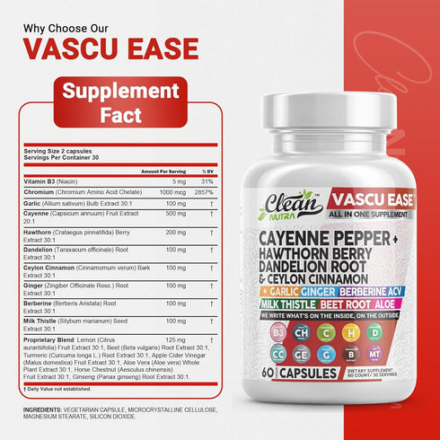Cayenne Pepper Supplement with Hawthorn Berry Capsules, Dandelion Root, Ceylon Cinnamon, Garlic, Ginger, Berberine, Apple Cider Vinegar, Milk This...