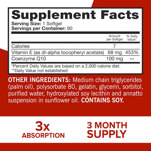 Qunol Ultra CoQ10 100mg Softgels- 3x Better Absorption, Antioxidant for Heart Health & Energy Production, Coenzyme Q10 Vitamins and Supplements, 3...