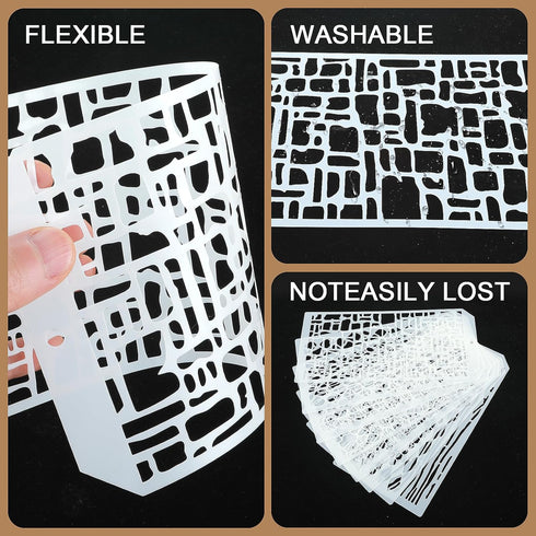 8 Pieces Paint Stencils for Crafts, Reusable Brick Honeycomb Mixed Media Art Texture Stencils for Painting on Card Making Canvas DIY Craft Furnitu...