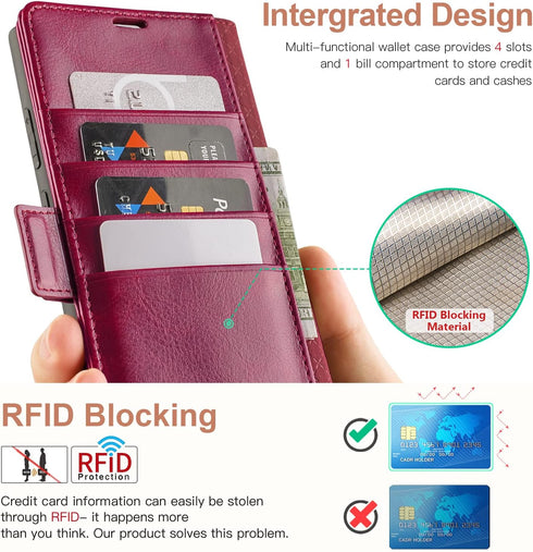 OCASE Compatible with Galaxy S22 Ultra 5G Wallet Case, PU Leather Flip Folio Case with Card Holders RFID Blocking Kickstand [Shockproof TPU Inner ...