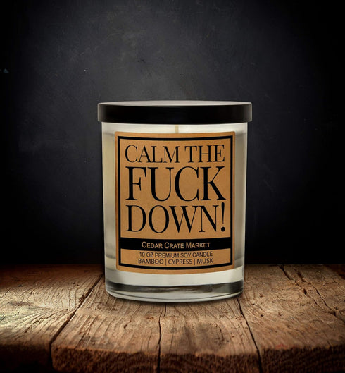Funny Candles Gifts for Women, Men, Best Friends - Calm The F Down - Birthday Candles for Friends, BFF, Girlfriend, Boyfriend, Friendship, Bamboo,...