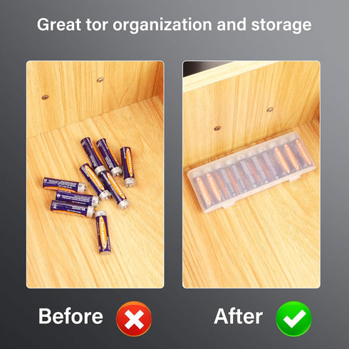 PNGKNYOCN AA Battery Storage Case?Portable Transparent Plastic Battery Case Holds 10 AA batteries for Travelling/Home/Office/Garage?2-pack?...