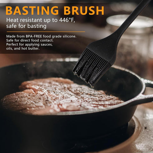 Silicone Basting Pastry Brush, Silicone Basting Brush For Cooking Heat Resistant and One-Pieces Design, BPA-Free, Brushes Spread Oil Butter Sauce ...