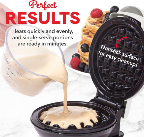 DASH DMW100RP Mini Maker for Individual Waffles, Hash Browns, Keto Chaffles with Easy to Clean, Non-Stick Surfaces, 4 Inch, White Rainbow...