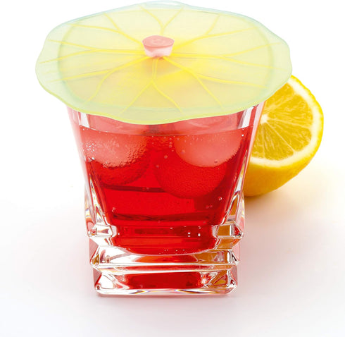 Charles Viancin - Set of 2 Lilypad 4” Silicone Drink Covers - Airtight Seal on Any Smooth-Rimmed Glass, Keep Drinks Cool or Hot, Protect from Wing...