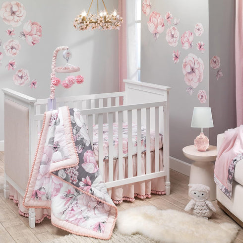Lambs & Ivy Signature Botanical Baby Watercolor Floral Cotton Crib Sheet- White...