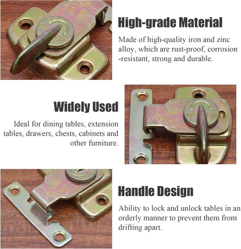 4 Pieces Metal Dining Table Locks Dining Training Table Buckles Latches Table Connectors Leaf Latch Hardware Accessories(Color)...