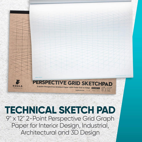 Koala Tools | Drawing Perspective (1 and 2-Point) Large Sketch Pad (2 Point - 9 x 12)...